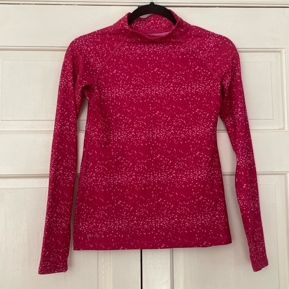 Nike Pro Girls Fitted Winter Mock Neck Dry Fit Dri Fit Size Large Baselayer Pink - Picture 1 of 10